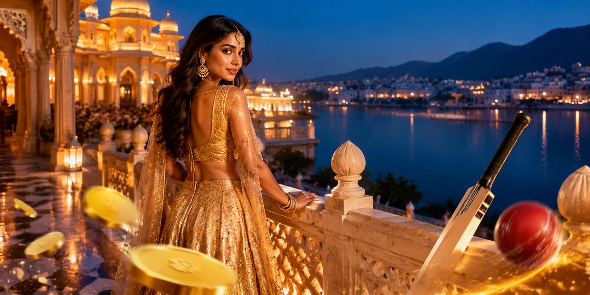 Player enjoying Andar Bahar game wearing traditional lehenga in Indian setting