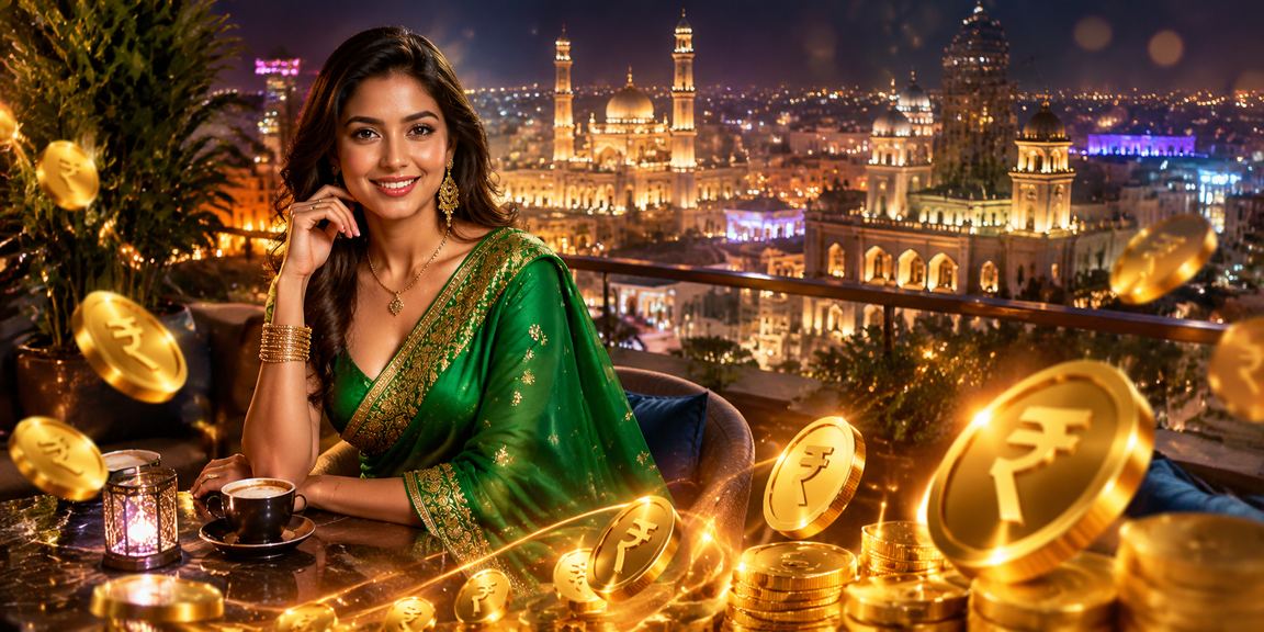 Lucknow old city with casino app on mobile and traditional saree